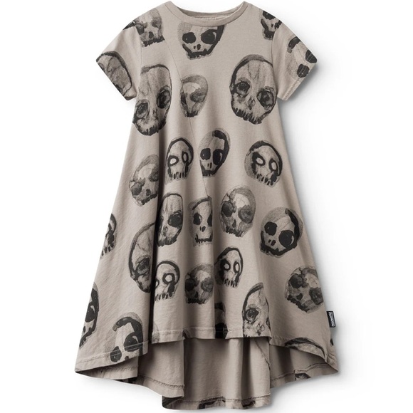 Nununu gray faded skull print short sleeve 360 dress girls size 10-11